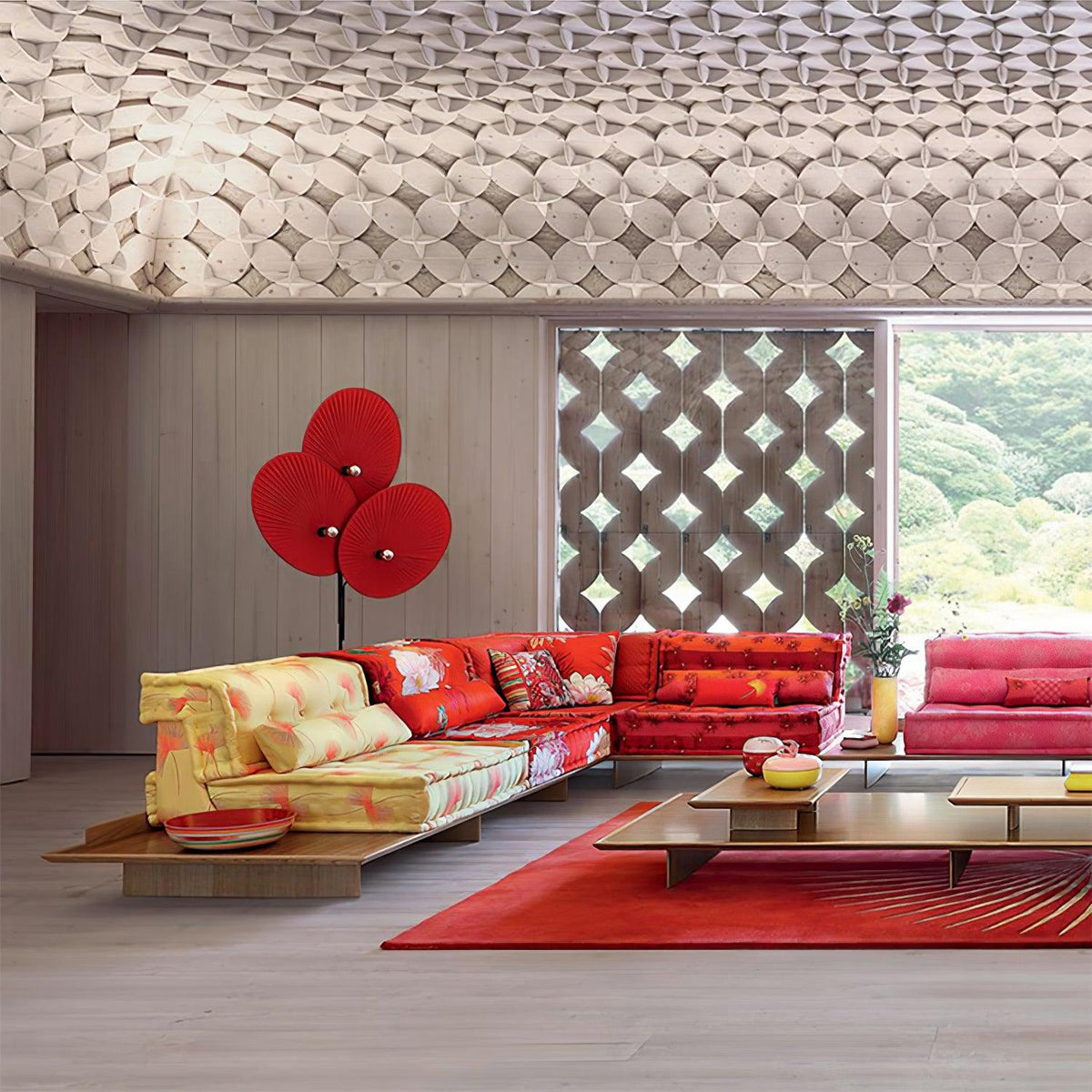 Scarlet Petal Fabric Floor Lamp