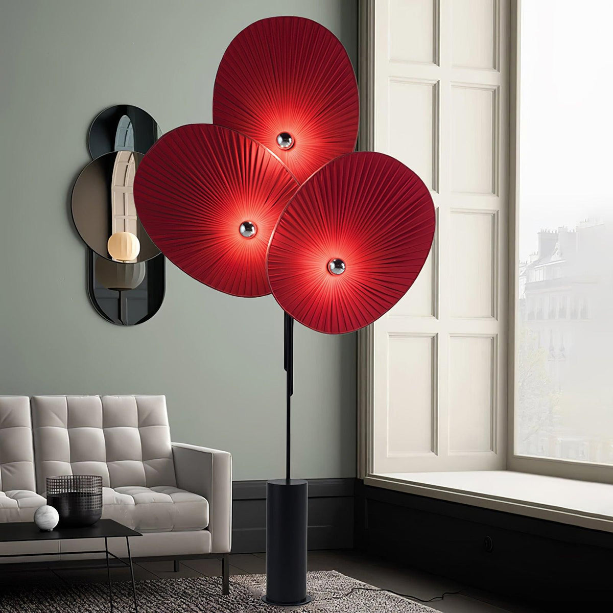 Scarlet Petal Fabric Floor Lamp