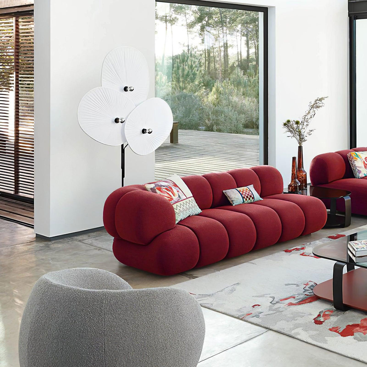 Scarlet Petal Fabric Floor Lamp