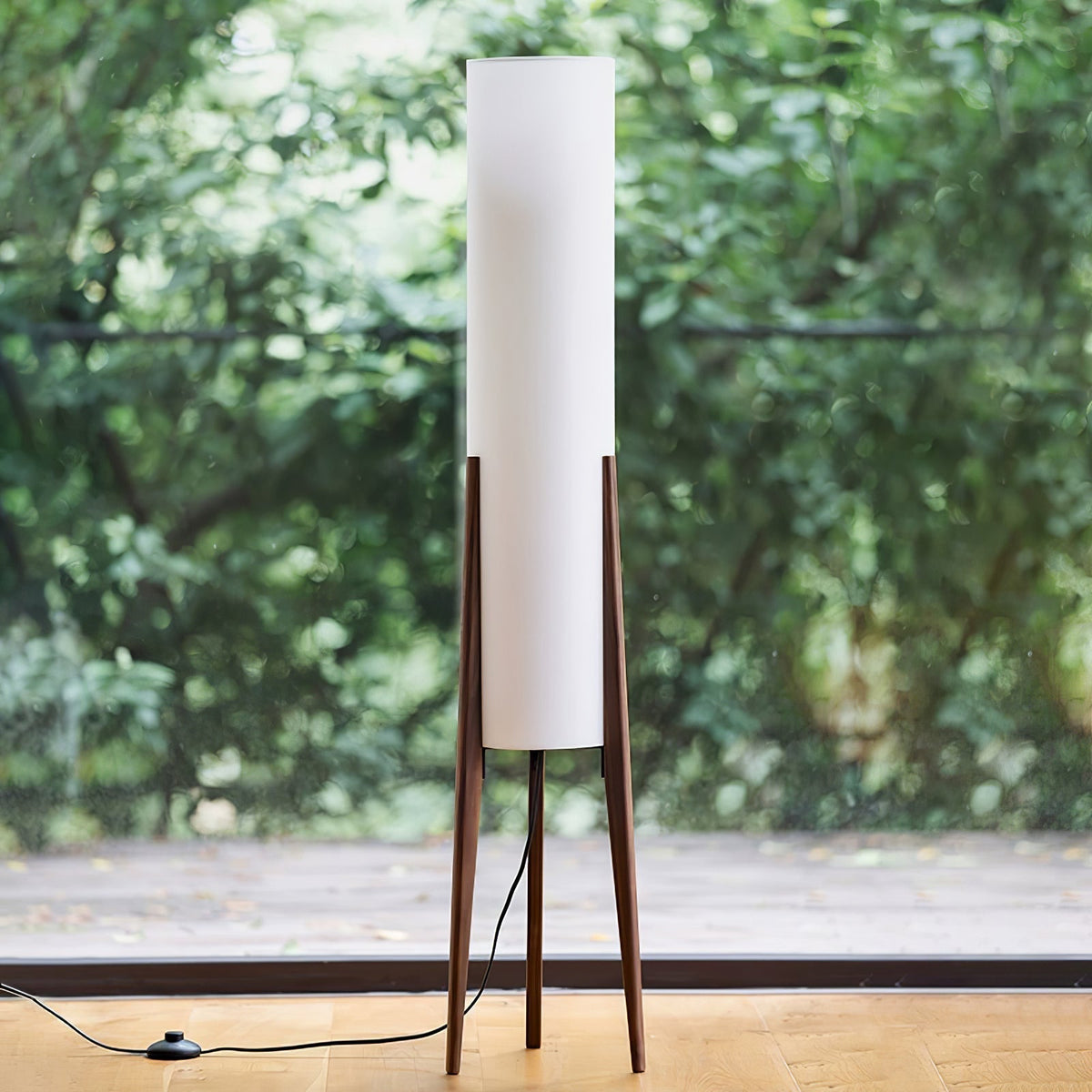 Triluxe Wood & Fabric Modern Floor Lamp