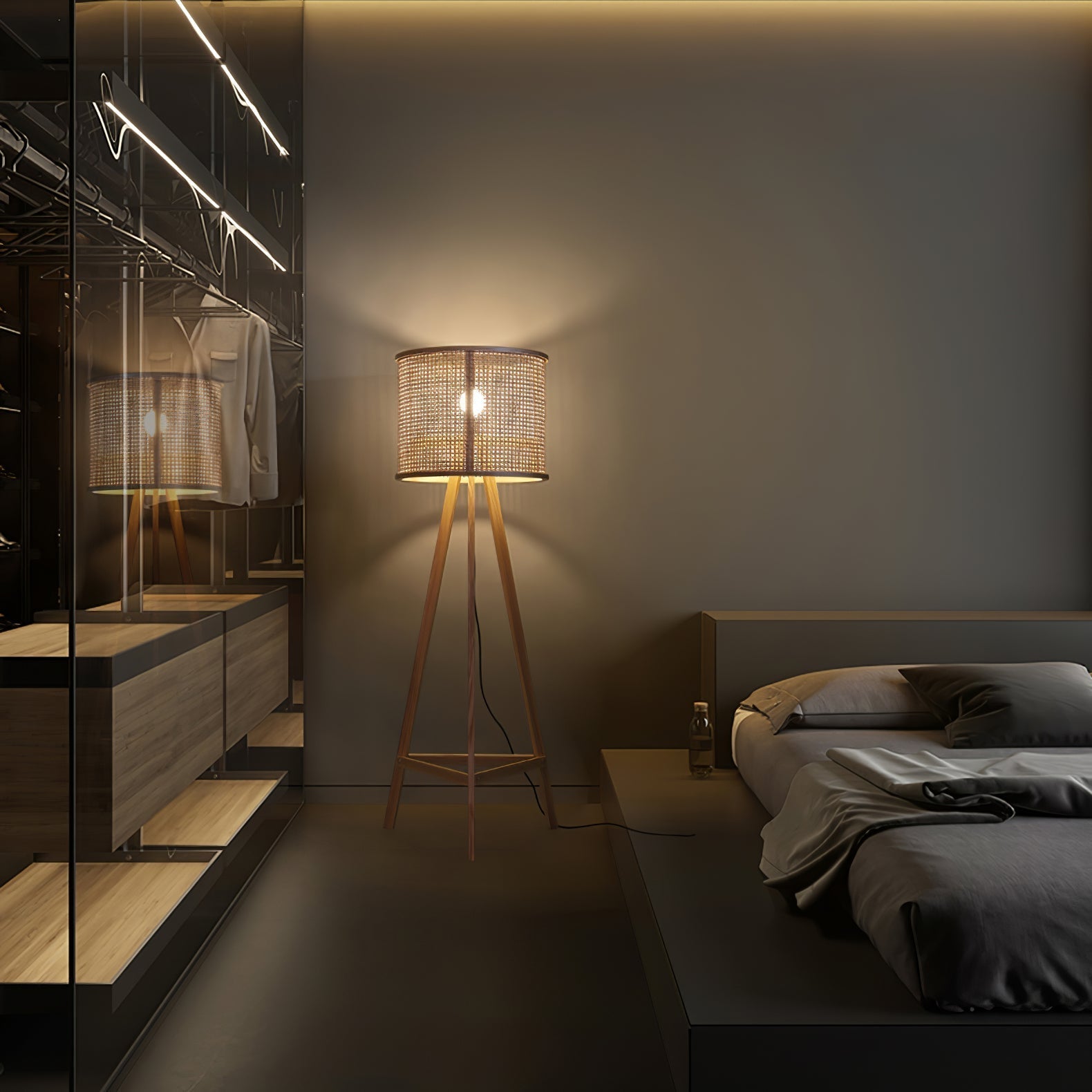 Olsolyra Rattan Woven Tripod Floor Lamp