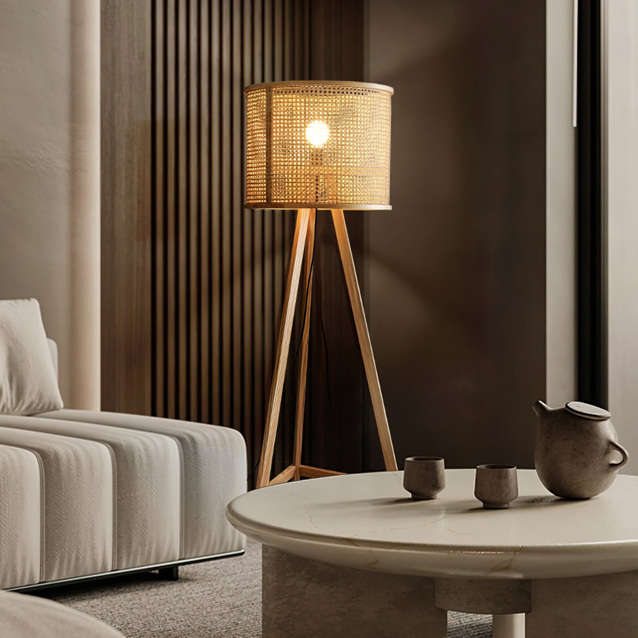 Olsolyra Rattan Woven Tripod Floor Lamp