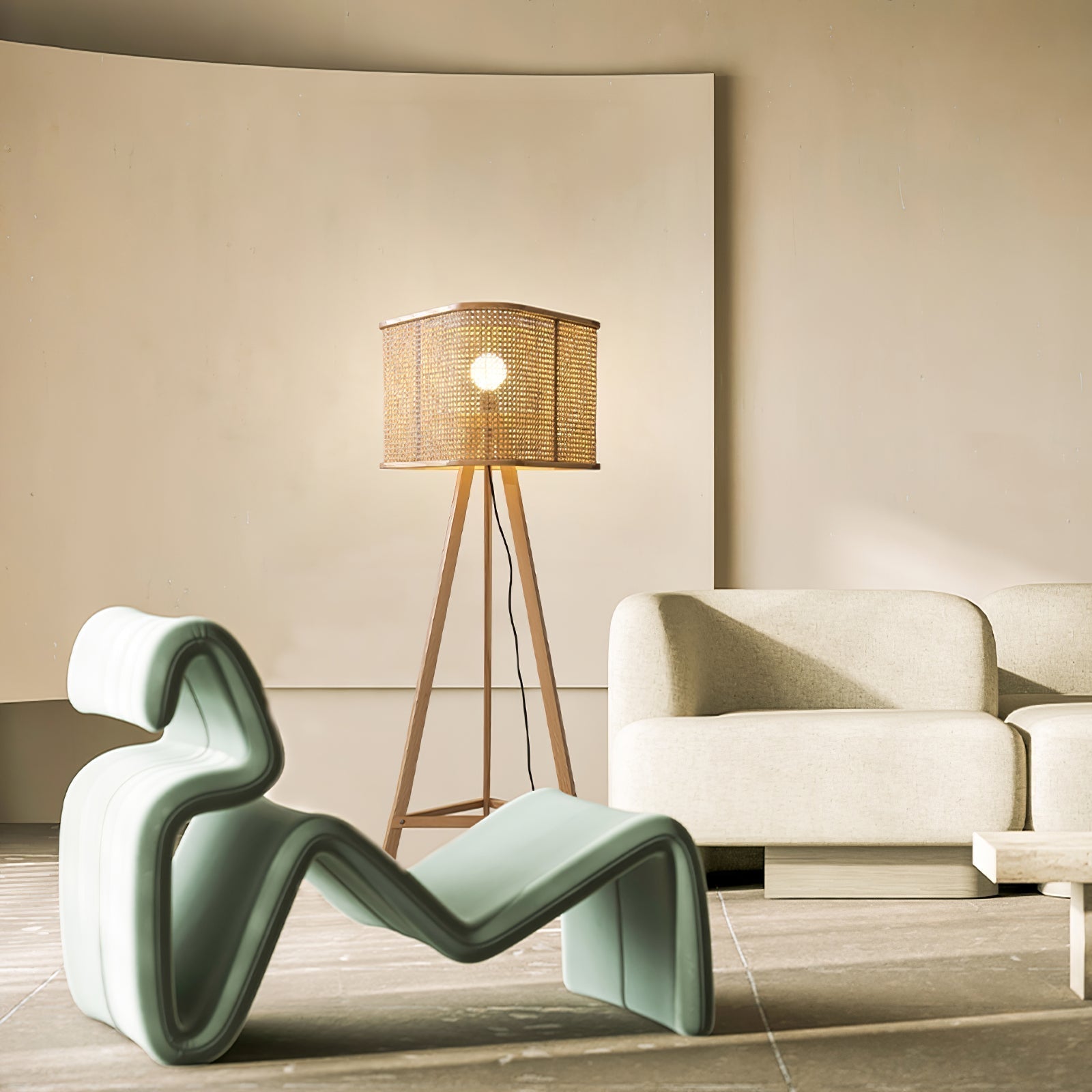 Olsolyra Rattan Woven Tripod Floor Lamp