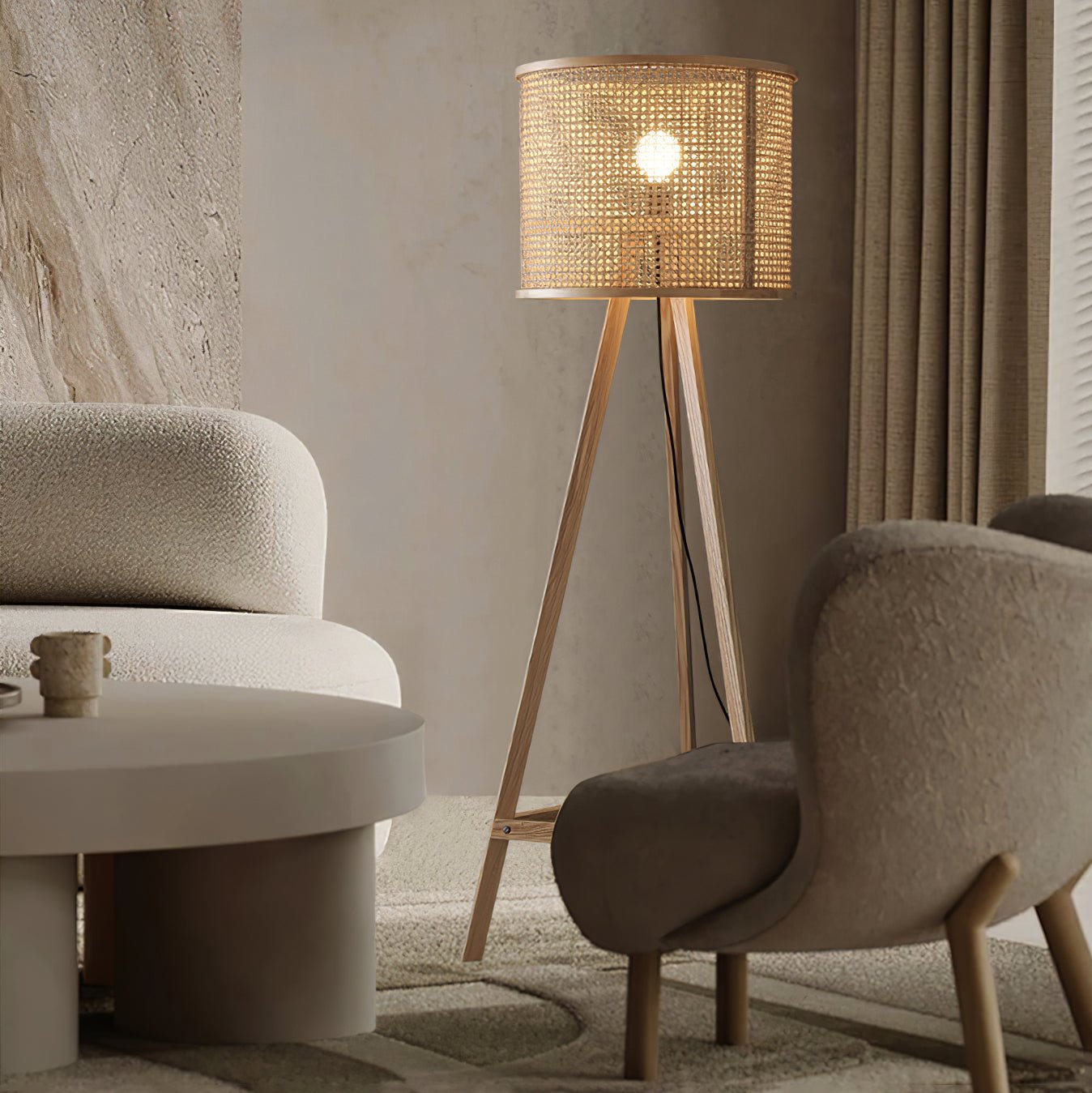 Olsolyra Rattan Woven Tripod Floor Lamp
