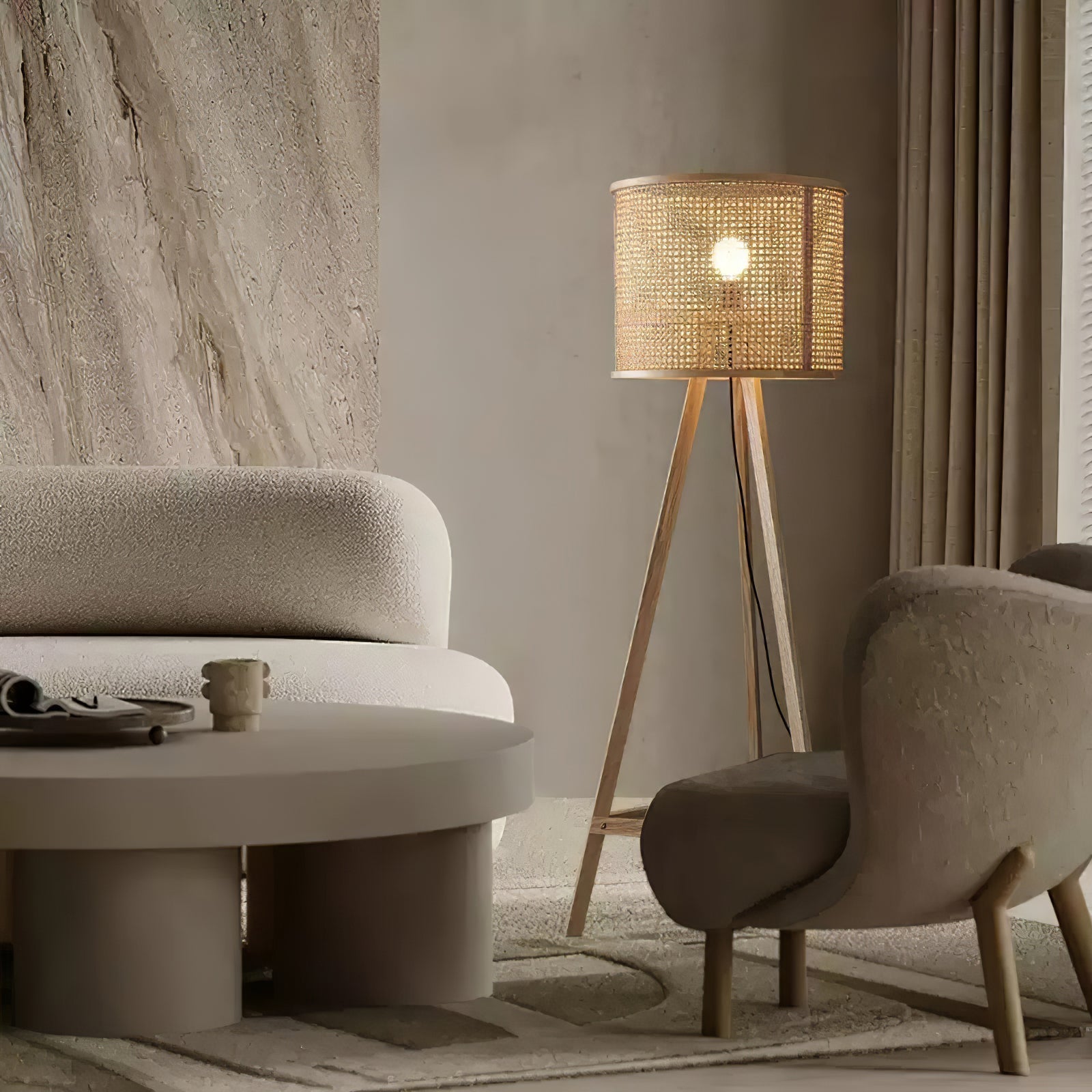 Olsolyra Rattan Woven Tripod Floor Lamp
