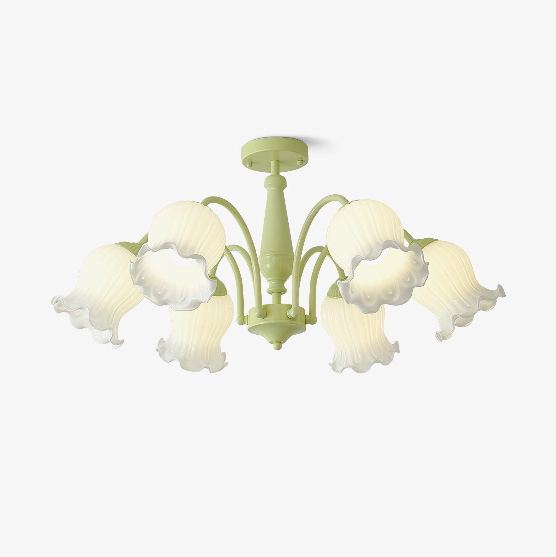 Ibis Trumpet Chandelier Floral Pastel Glass Petals