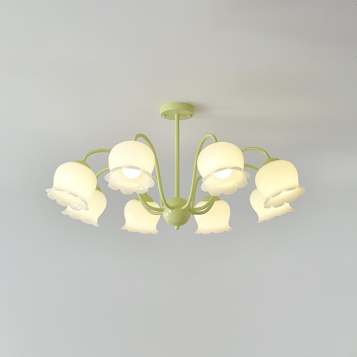 Ibis Trumpet Chandelier Floral Pastel Glass Petals