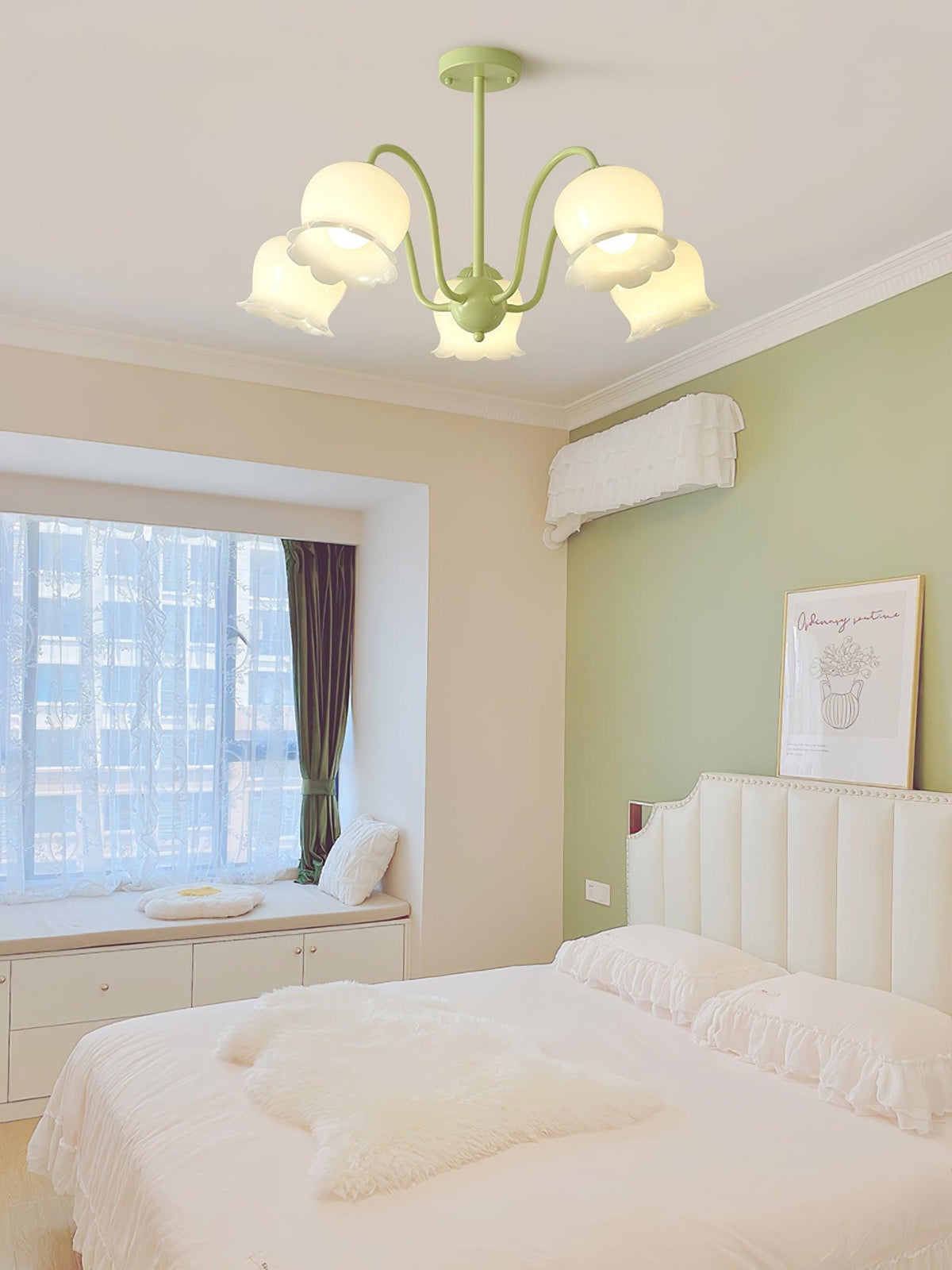 Ibis Trumpet Chandelier Floral Pastel Glass Petals