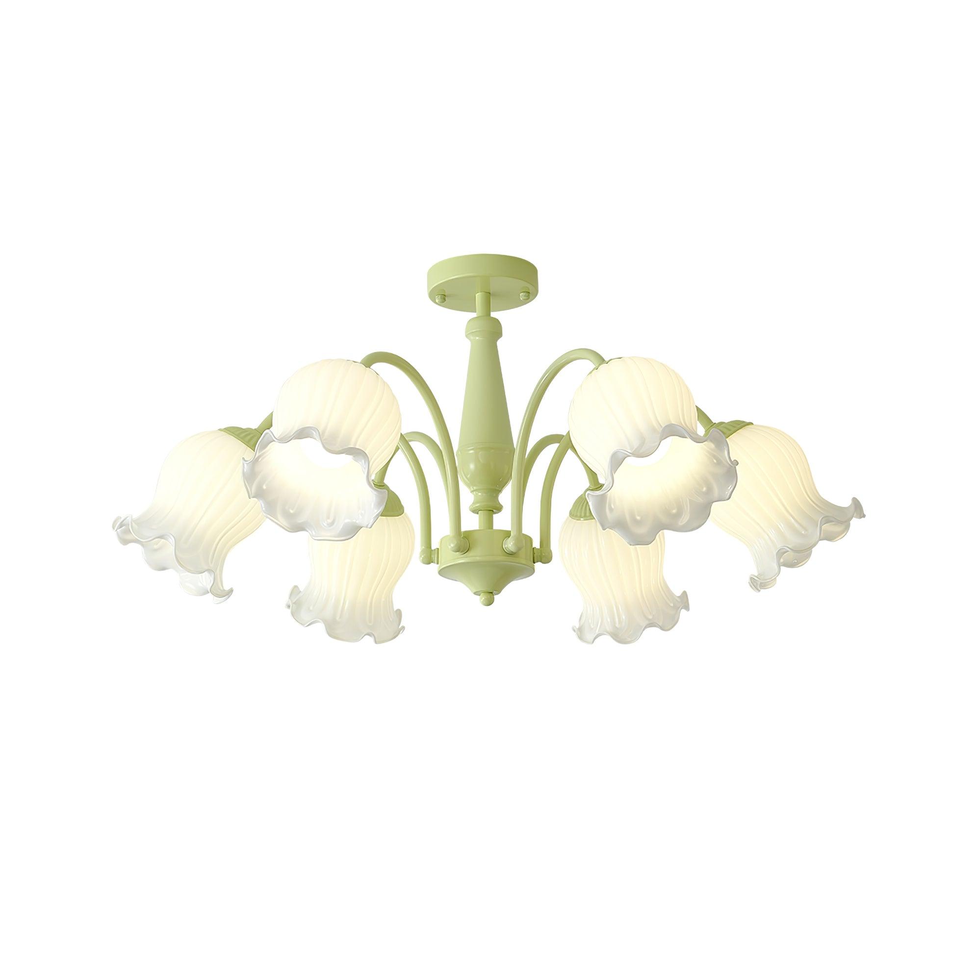 Ibis Trumpet Chandelier Floral Pastel Glass Petals