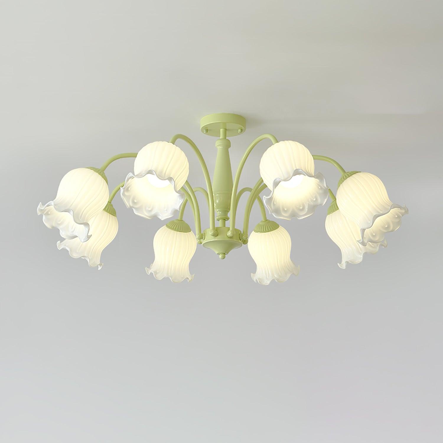 Ibis Trumpet Chandelier Floral Pastel Glass Petals