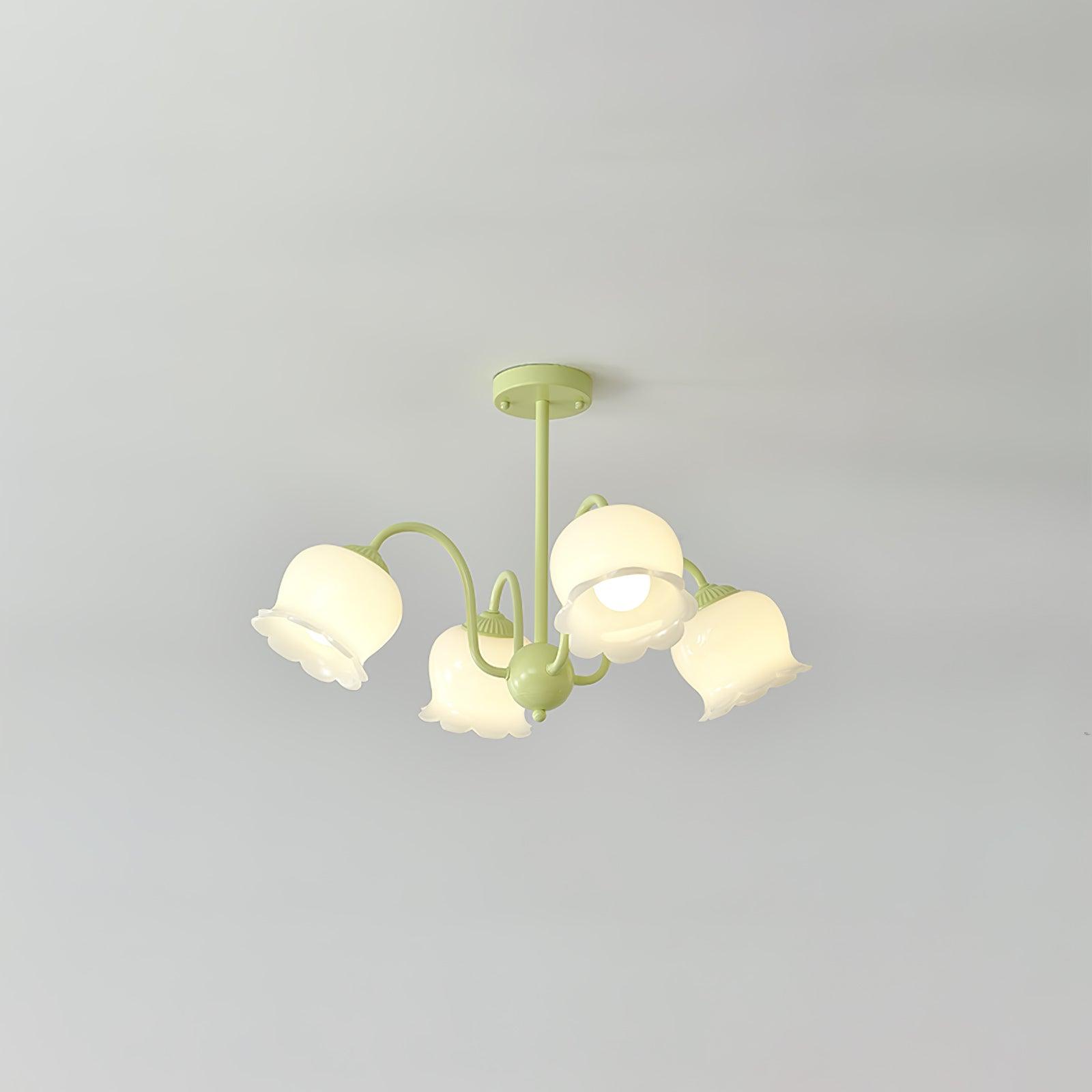 Ibis Trumpet Chandelier Floral Pastel Glass Petals