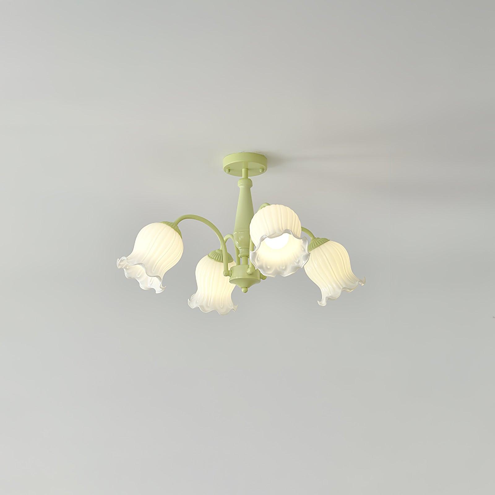 Ibis Trumpet Chandelier Floral Pastel Glass Petals