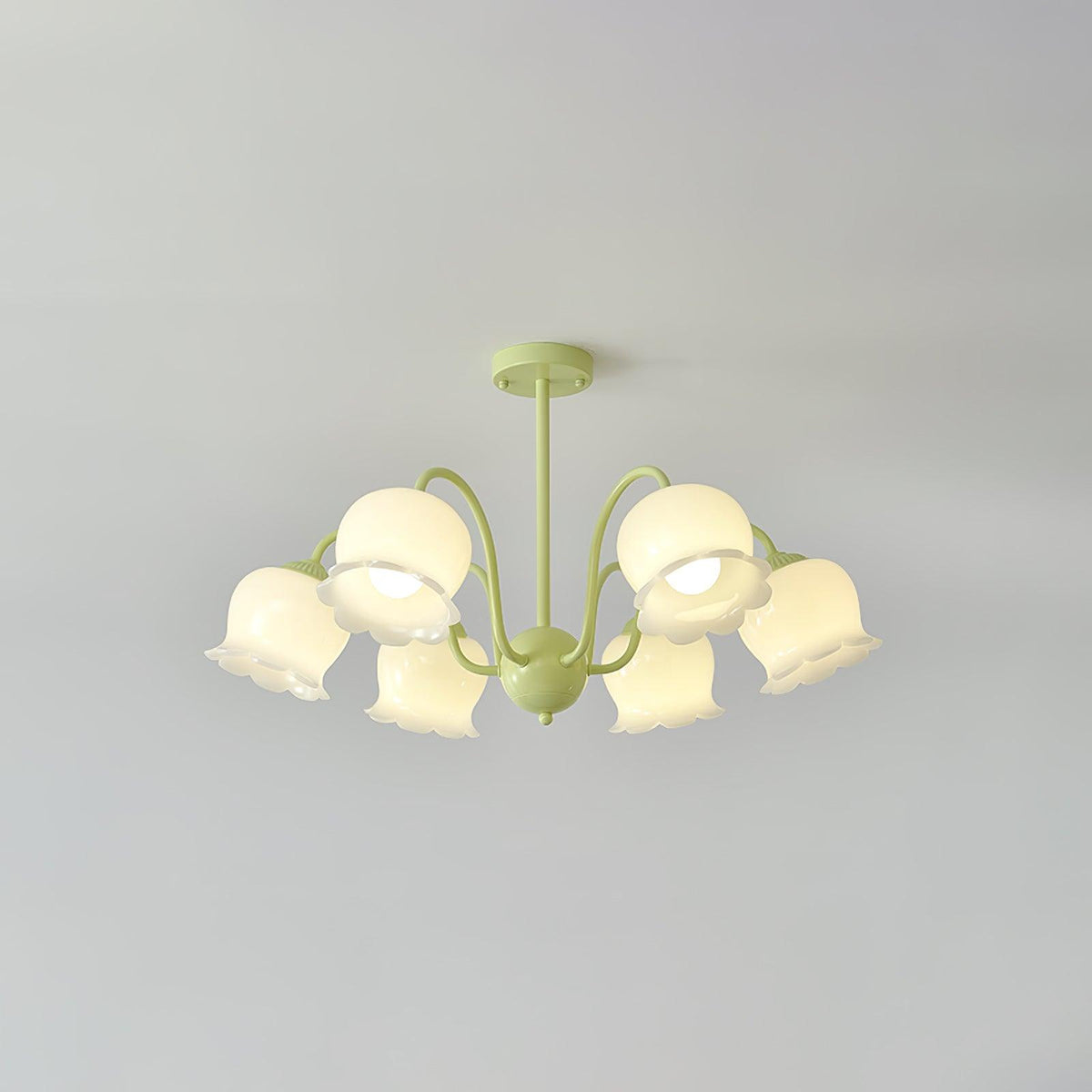 Ibis Trumpet Chandelier Floral Pastel Glass Petals