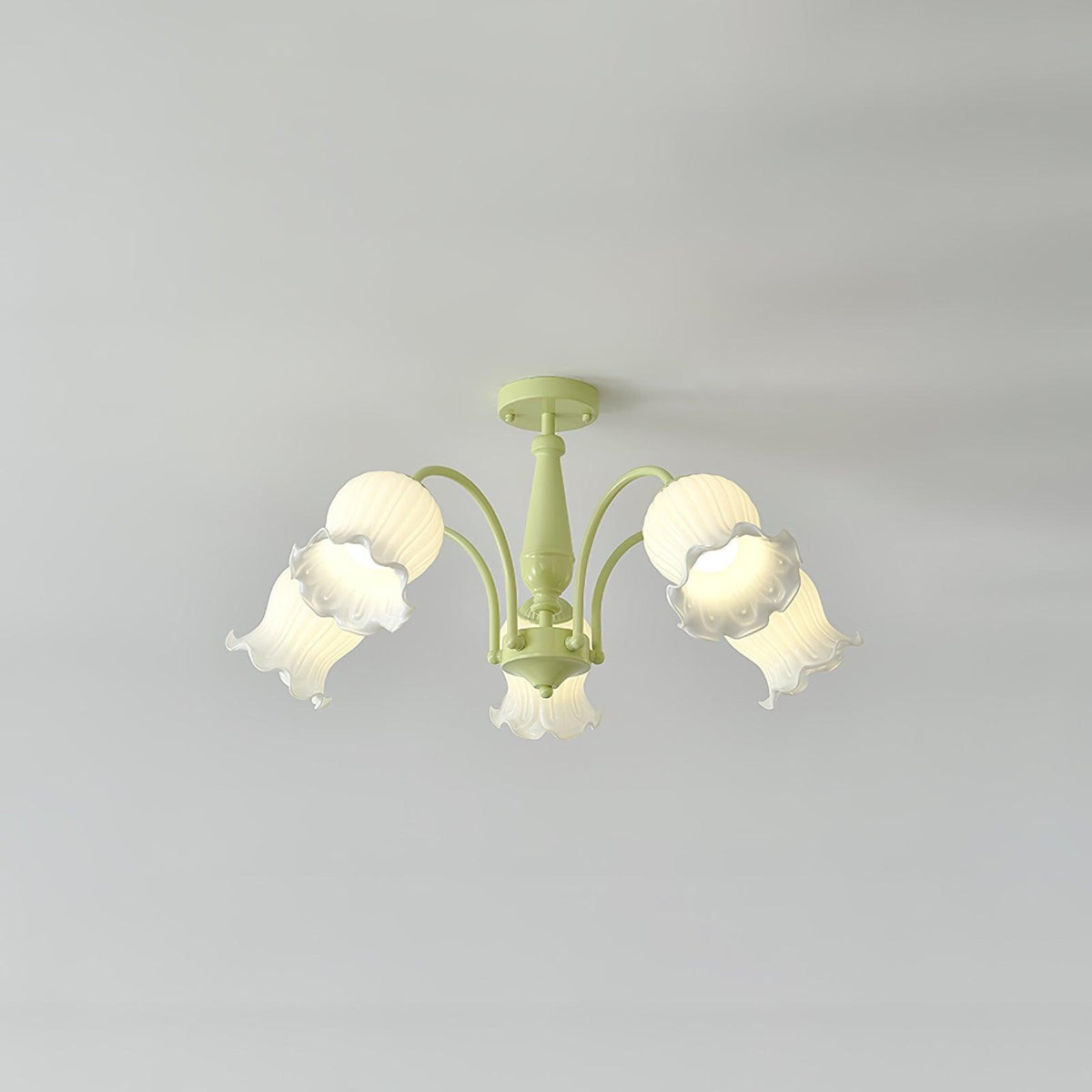 Ibis Trumpet Chandelier Floral Pastel Glass Petals