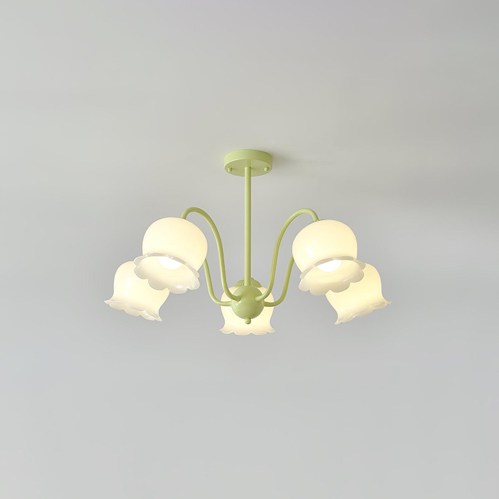 Ibis Trumpet Chandelier Floral Pastel Glass Petals