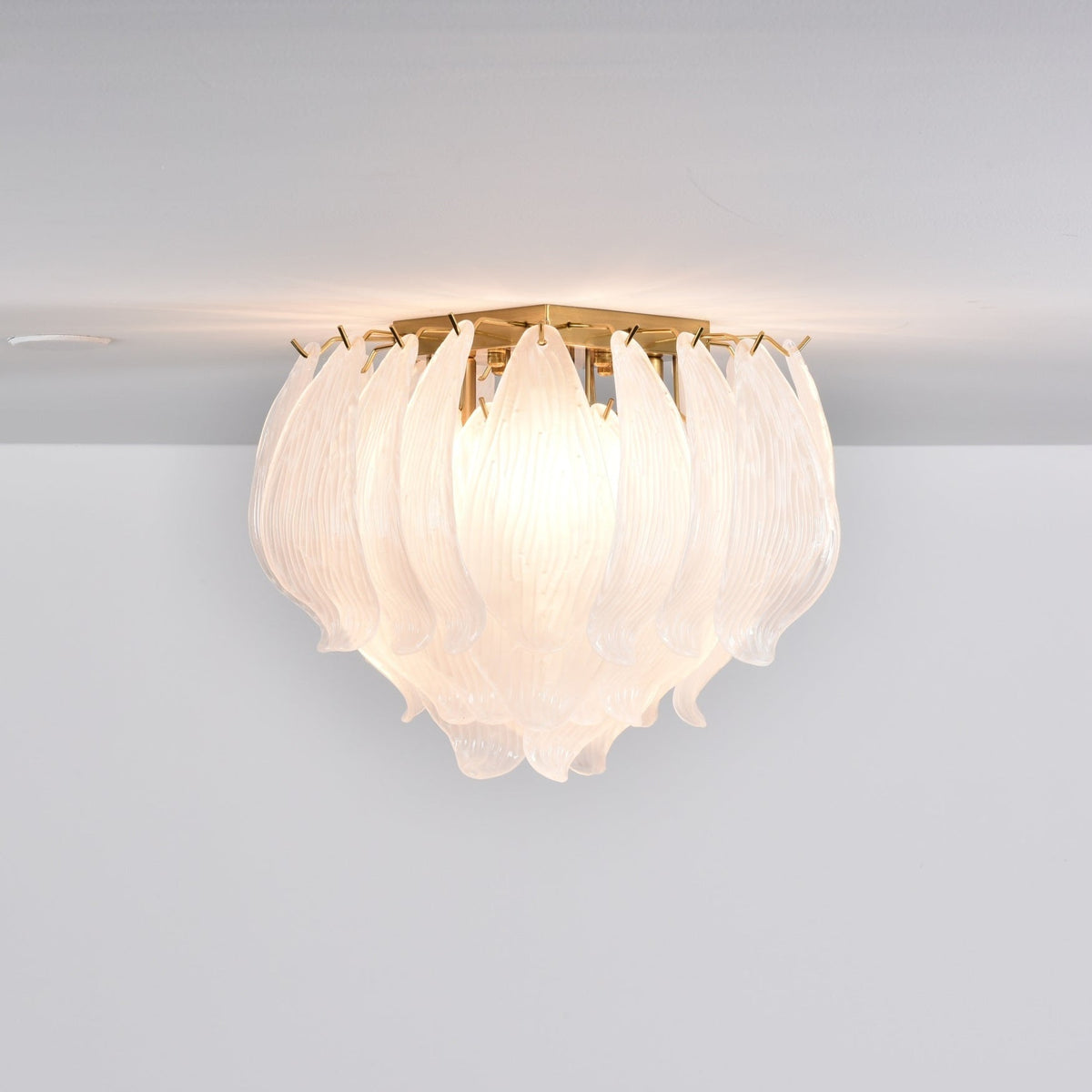 Liorivina Ceiling Lamp Murano Petal Hand-Blown Glass Flushmount