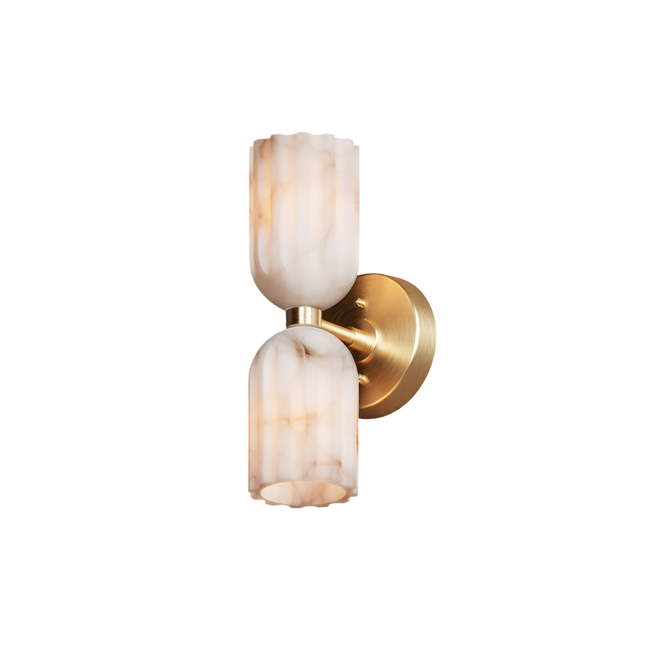 Uraeeth Modern Minimalist Double Brass Alabaster Wall Lamp - Neutral Decor