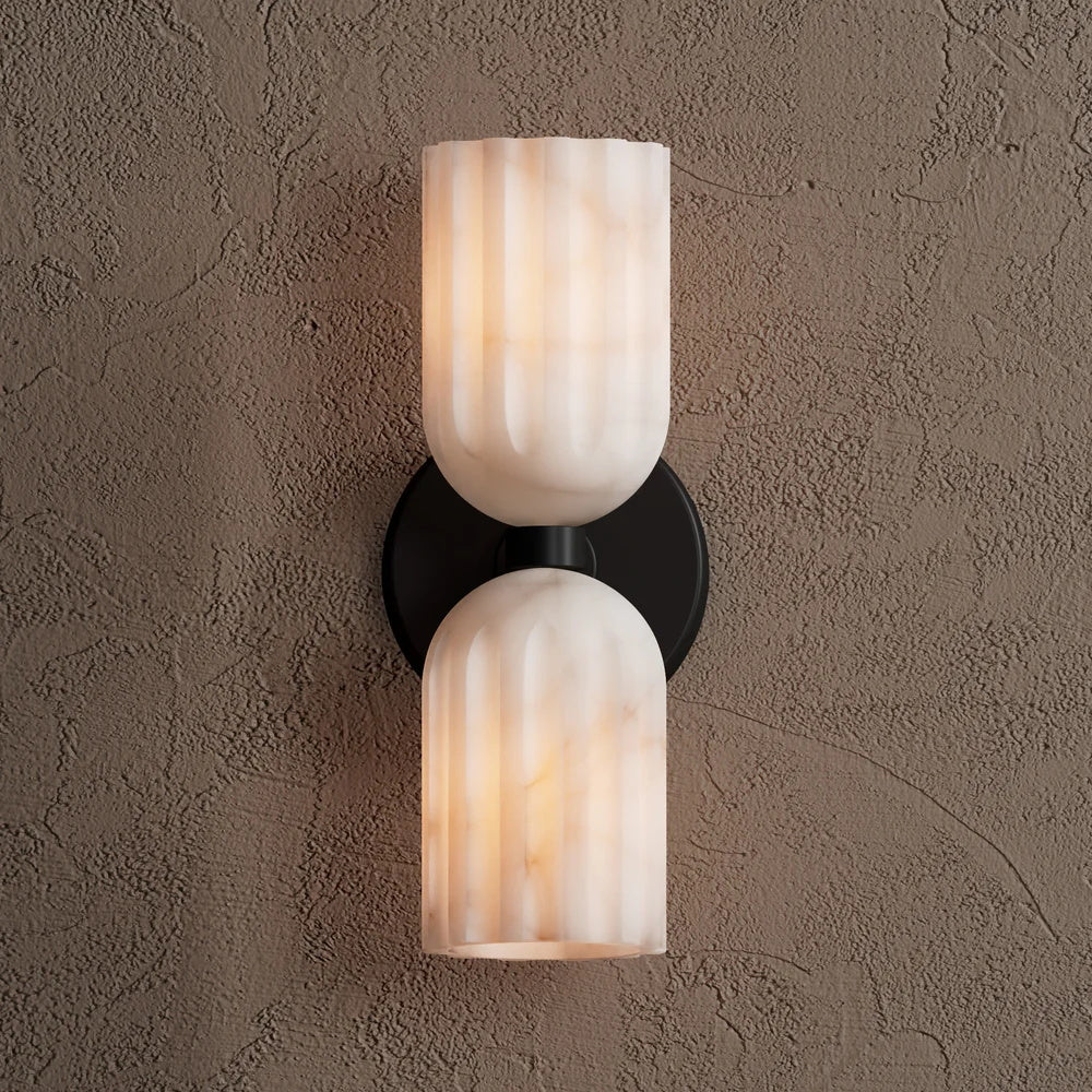 Uraeeth Modern Minimalist Double Brass Alabaster Wall Lamp - Neutral Decor
