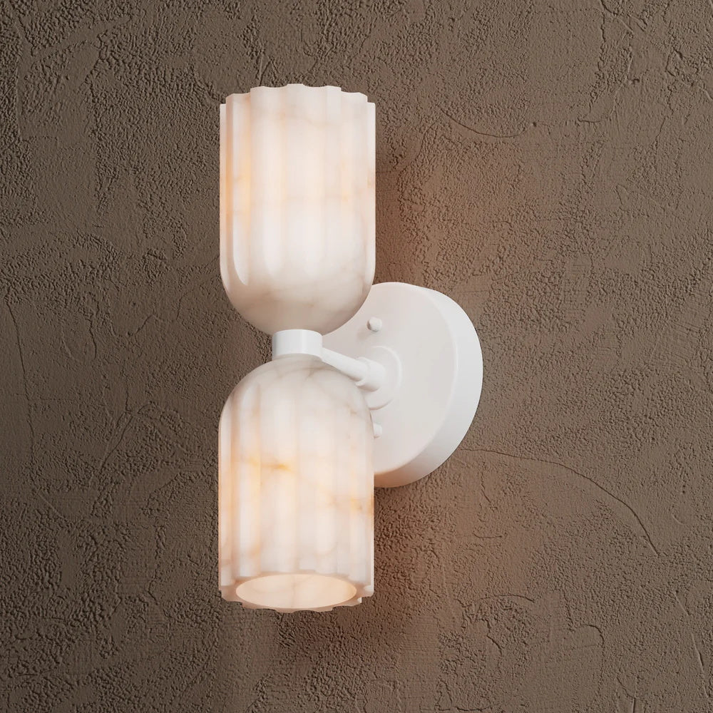Uraeeth Modern Minimalist Double Brass Alabaster Wall Lamp - Neutral Decor