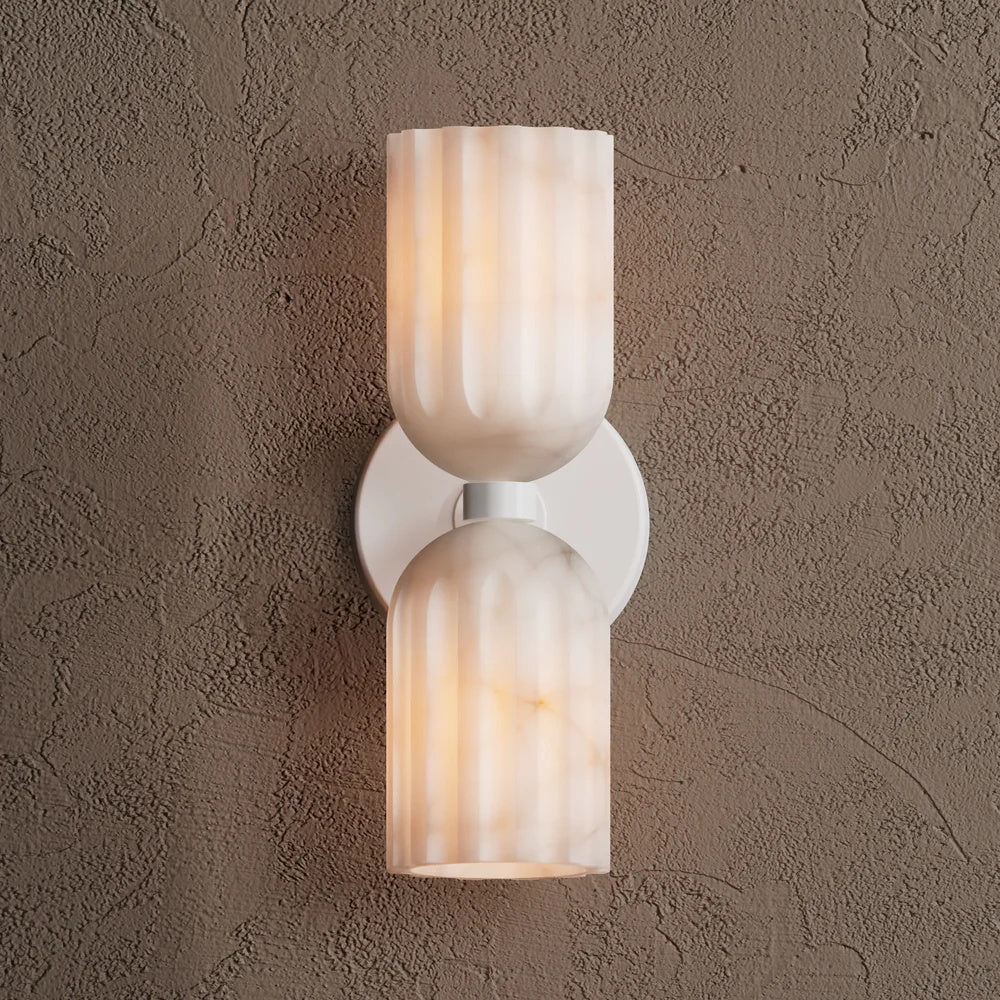 Uraeeth Modern Minimalist Double Brass Alabaster Wall Lamp - Neutral Decor