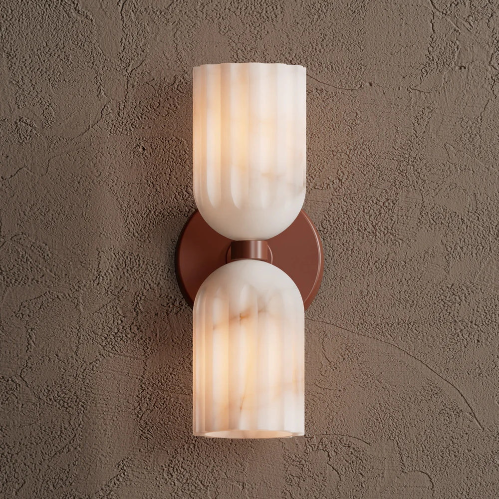 Uraeeth Modern Minimalist Double Brass Alabaster Wall Lamp - Neutral Decor