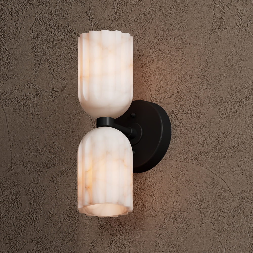 Uraeeth Modern Minimalist Double Brass Alabaster Wall Lamp - Neutral Decor