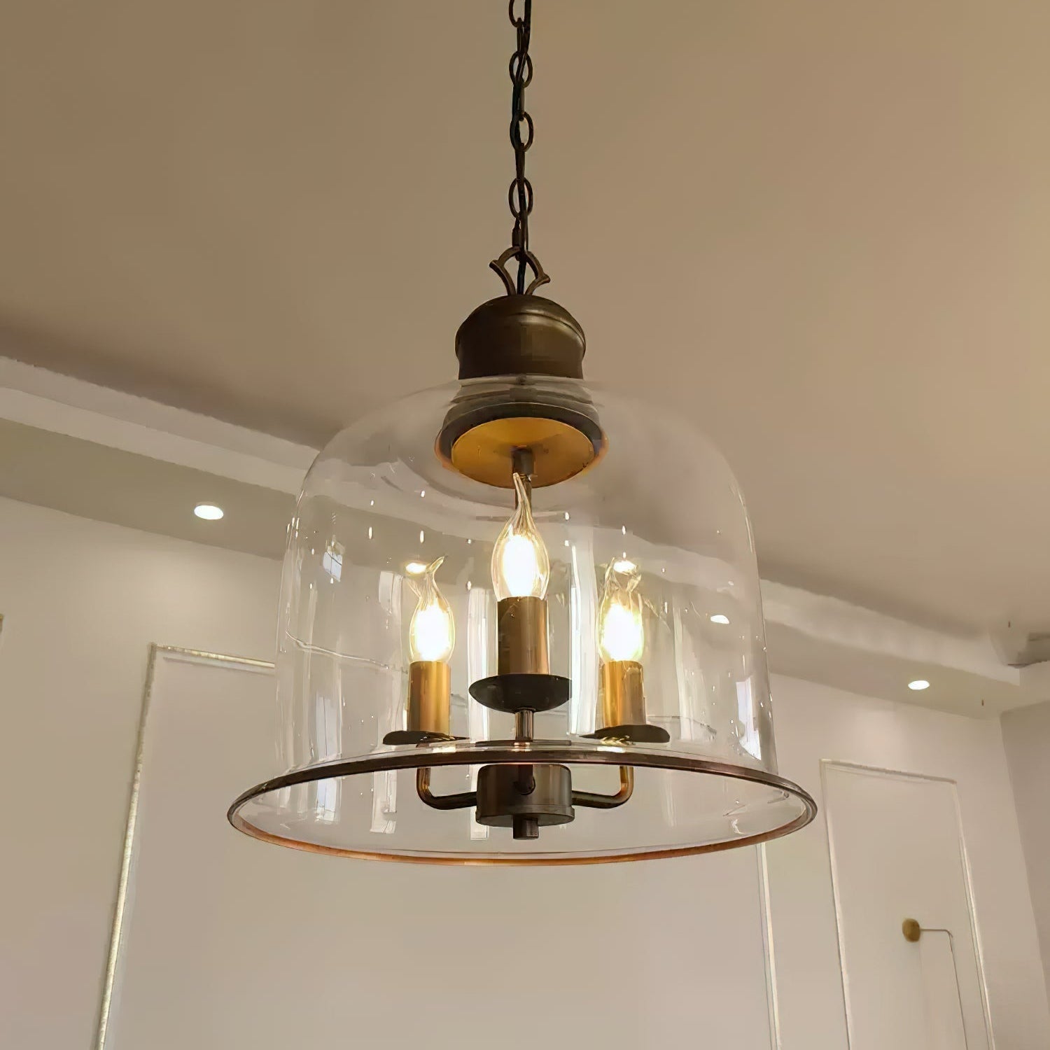 Sysolion Vintage Elegance Glass Pendant Lamp - Neutral Decor
