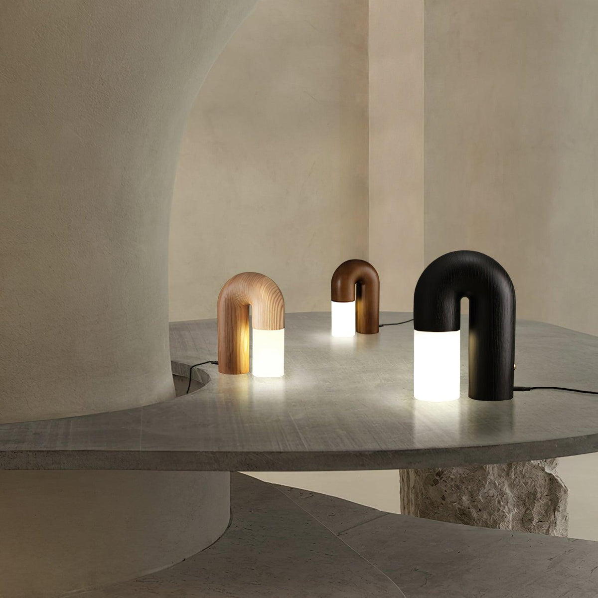 Arch Fashion Wood Table Lamp