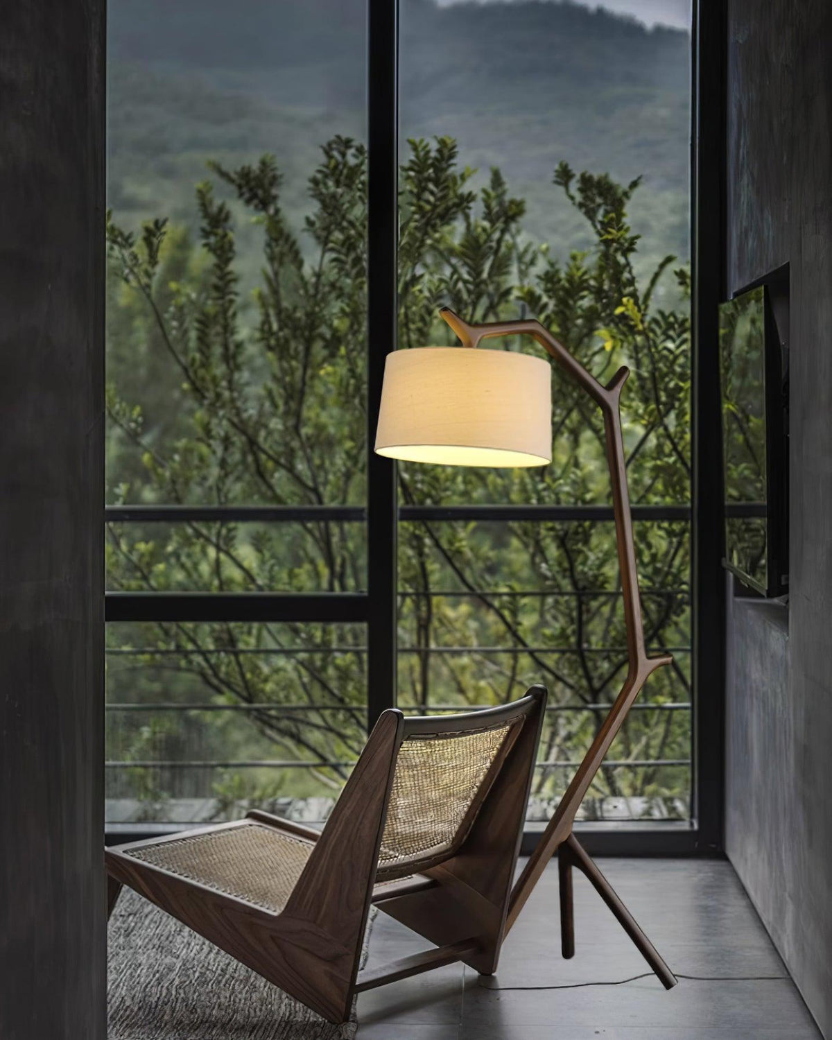 Ulmiril Rustic Wood Floor Lamp