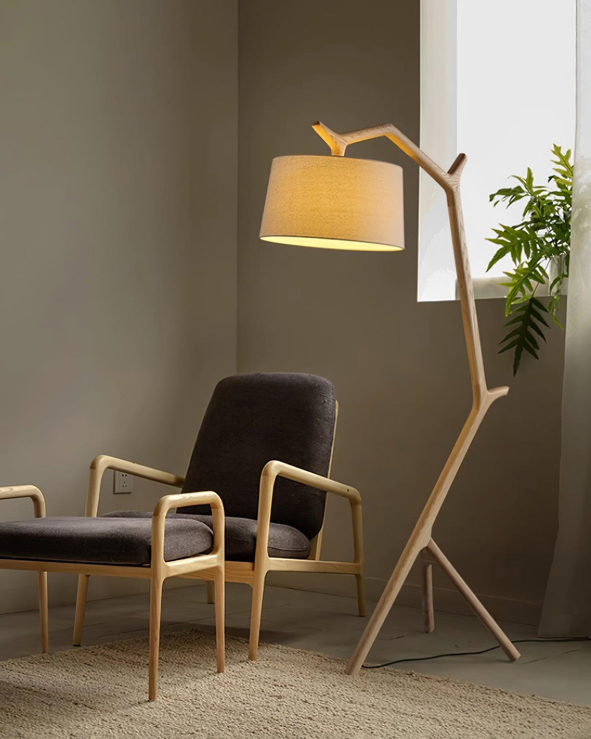Ulmiril Rustic Wood Floor Lamp