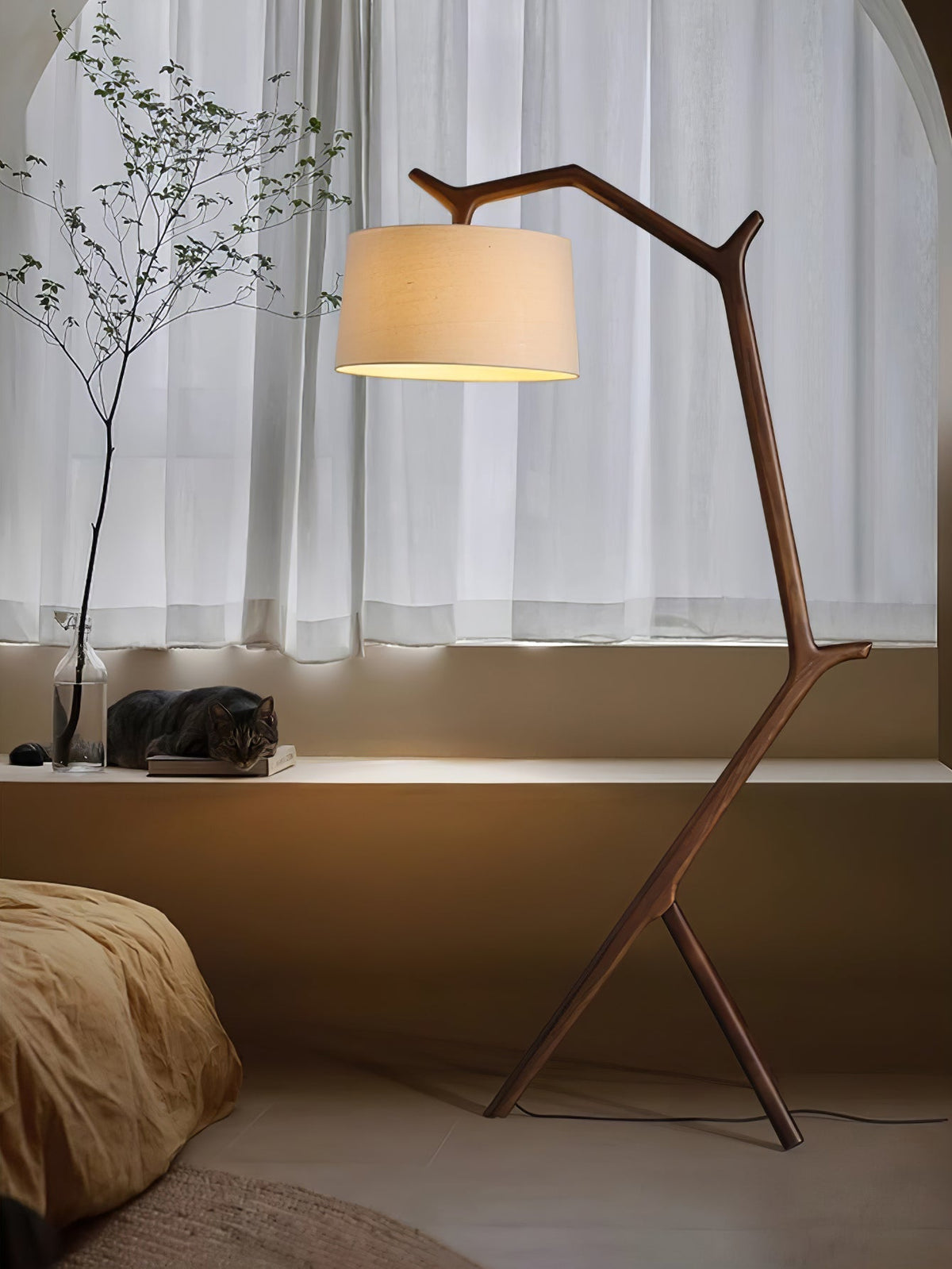 Ulmiril Rustic Wood Floor Lamp