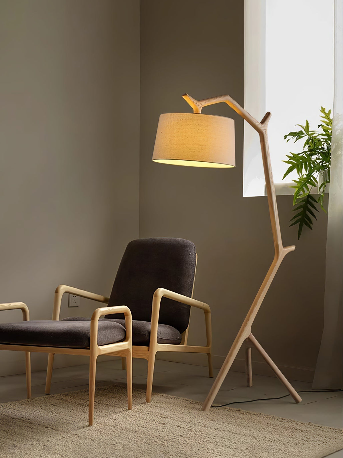 Ulmiril Rustic Wood Floor Lamp