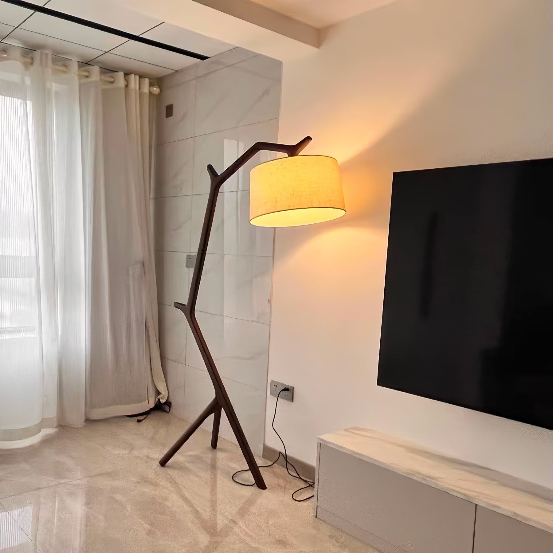 Ulmiril Rustic Wood Floor Lamp