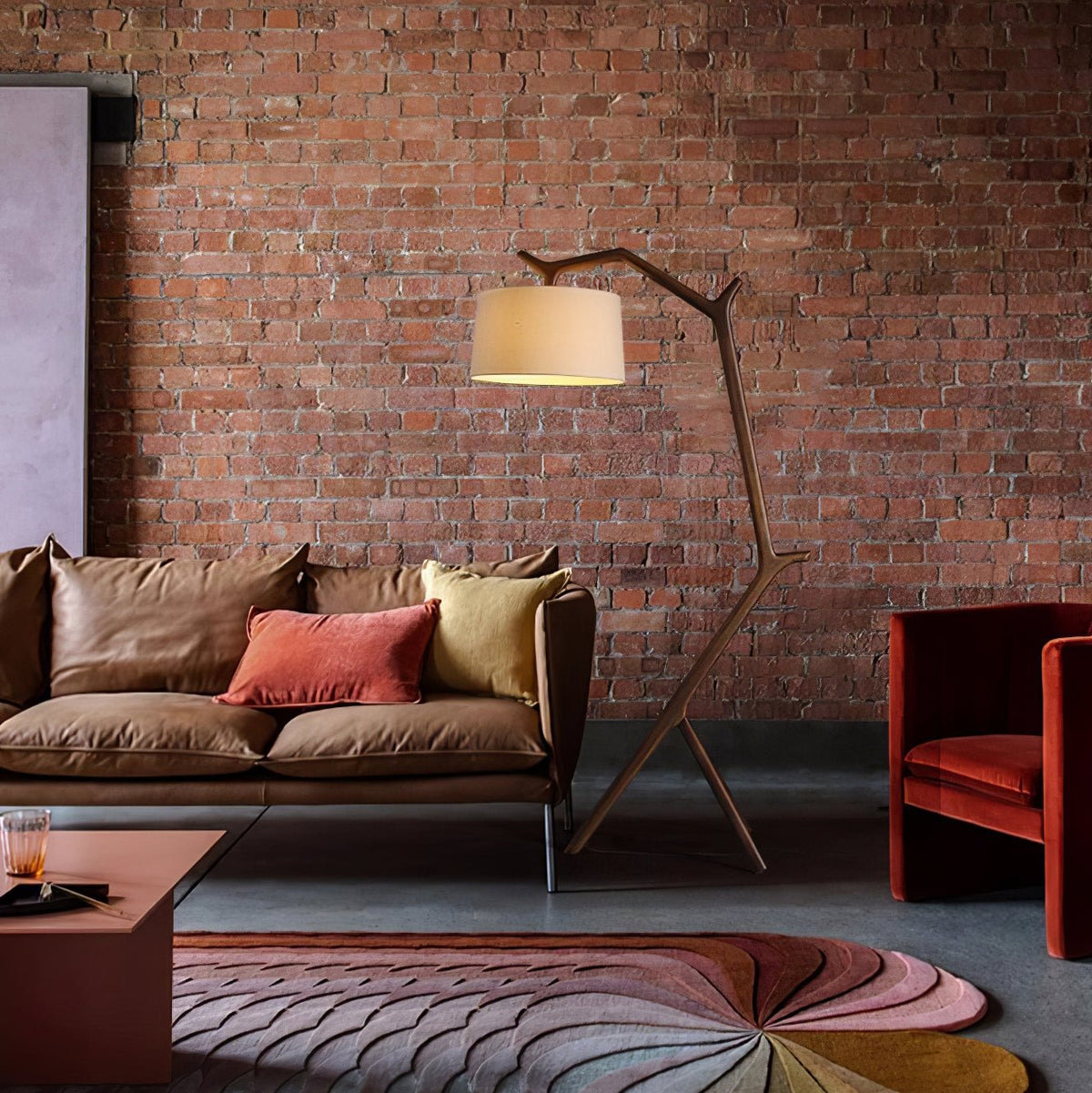 Ulmiril Rustic Wood Floor Lamp