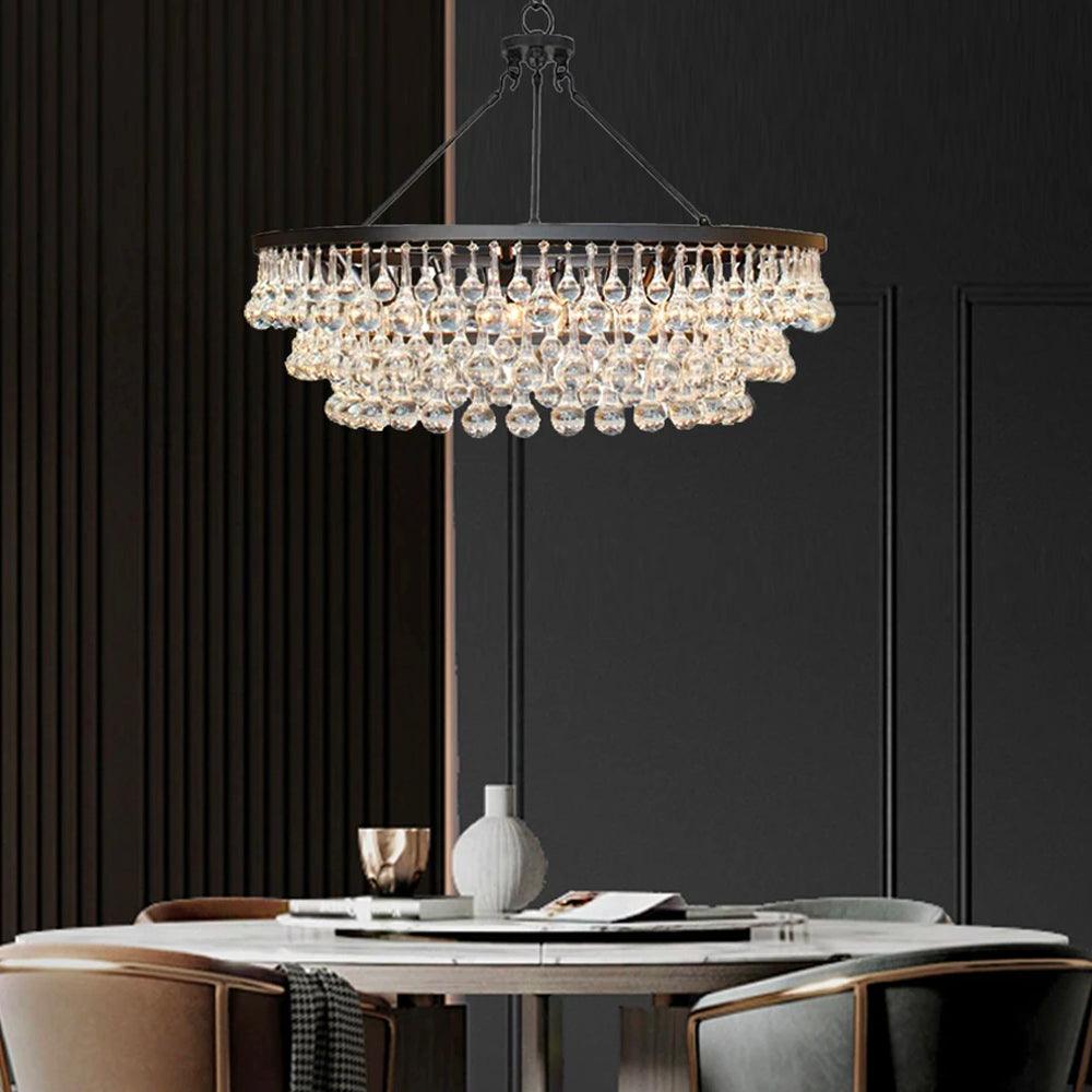 Avelis Postmodern Luxury Unique Tiered Crystal Chandelier