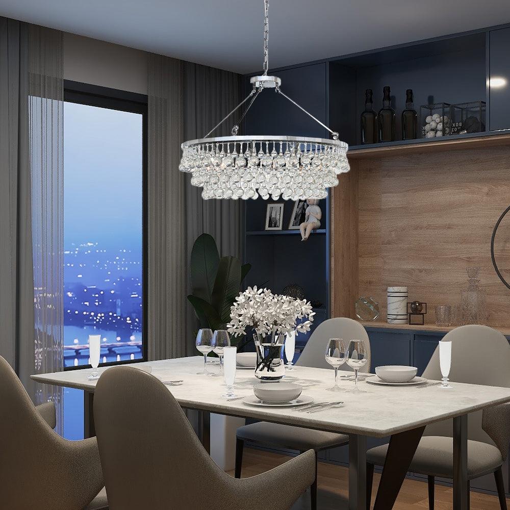 Avelis Postmodern Luxury Unique Tiered Crystal Chandelier