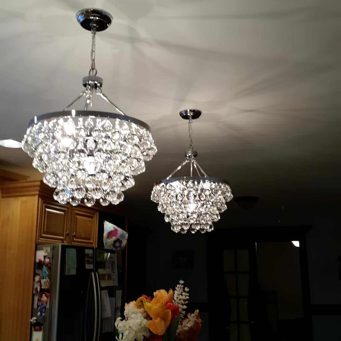 Avelis Postmodern Luxury Unique Tiered Crystal Chandelier