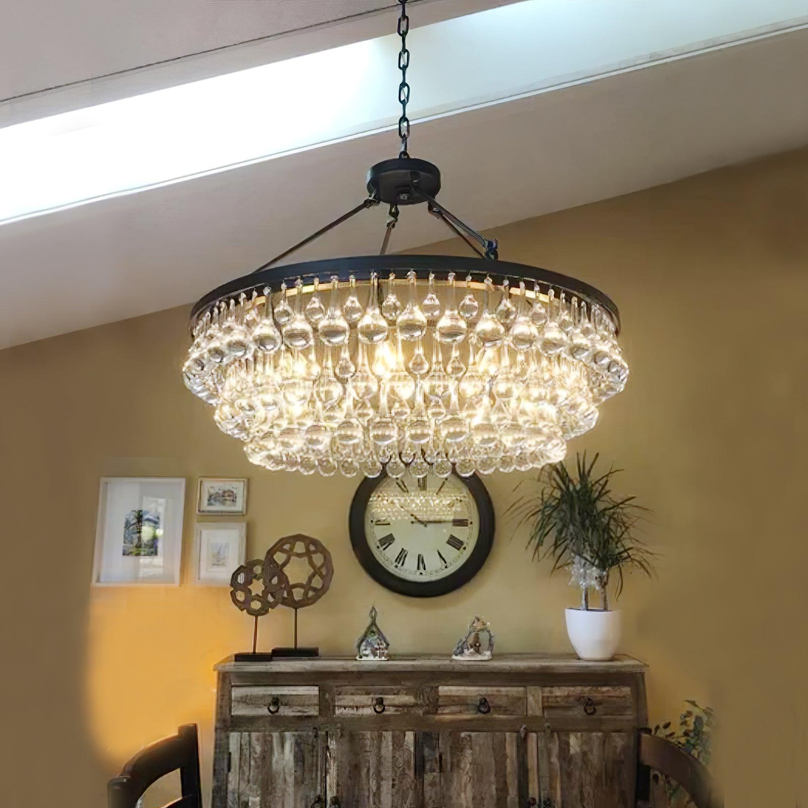 Avelis Postmodern Luxury Unique Tiered Crystal Chandelier