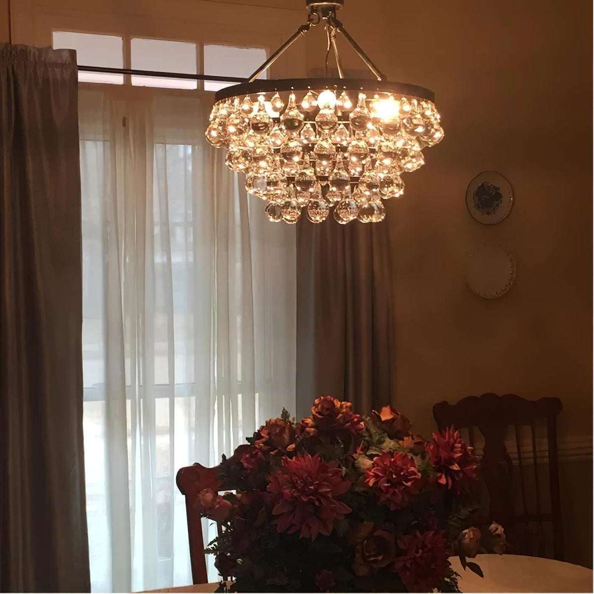 Avelis Postmodern Luxury Unique Tiered Crystal Chandelier