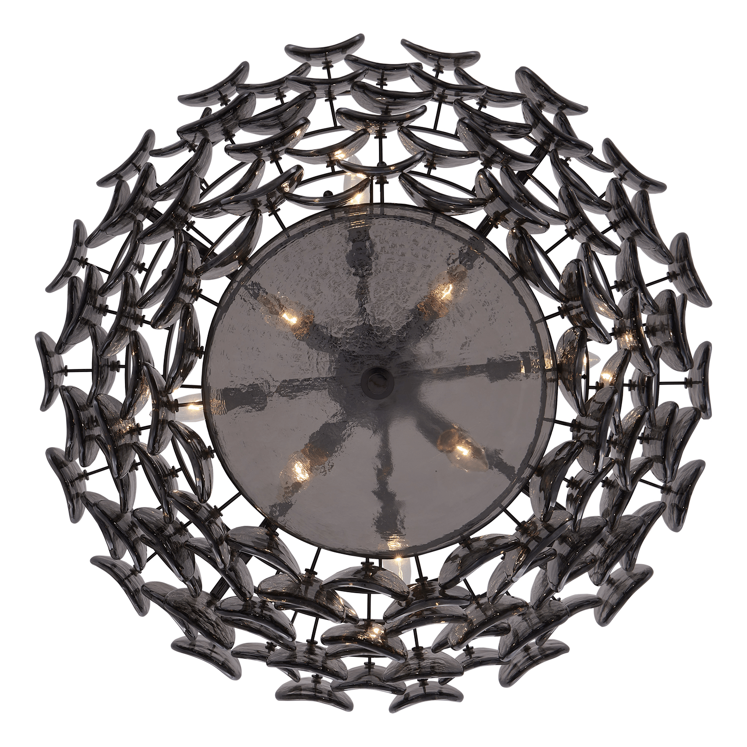 Lioroelle Chandelier Amber Glass Disc Fish Scale Brass