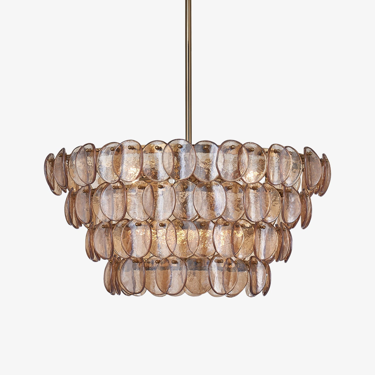 Lioroelle Chandelier Amber Glass Disc Fish Scale Brass