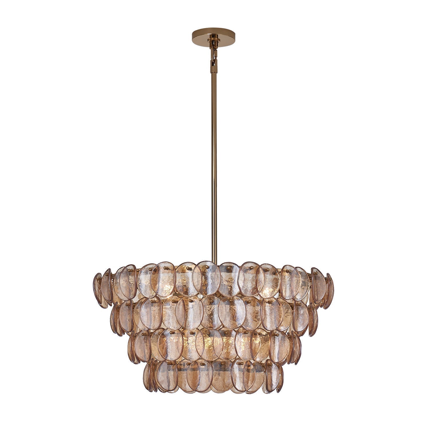Lioroelle Chandelier Amber Glass Disc Fish Scale Brass