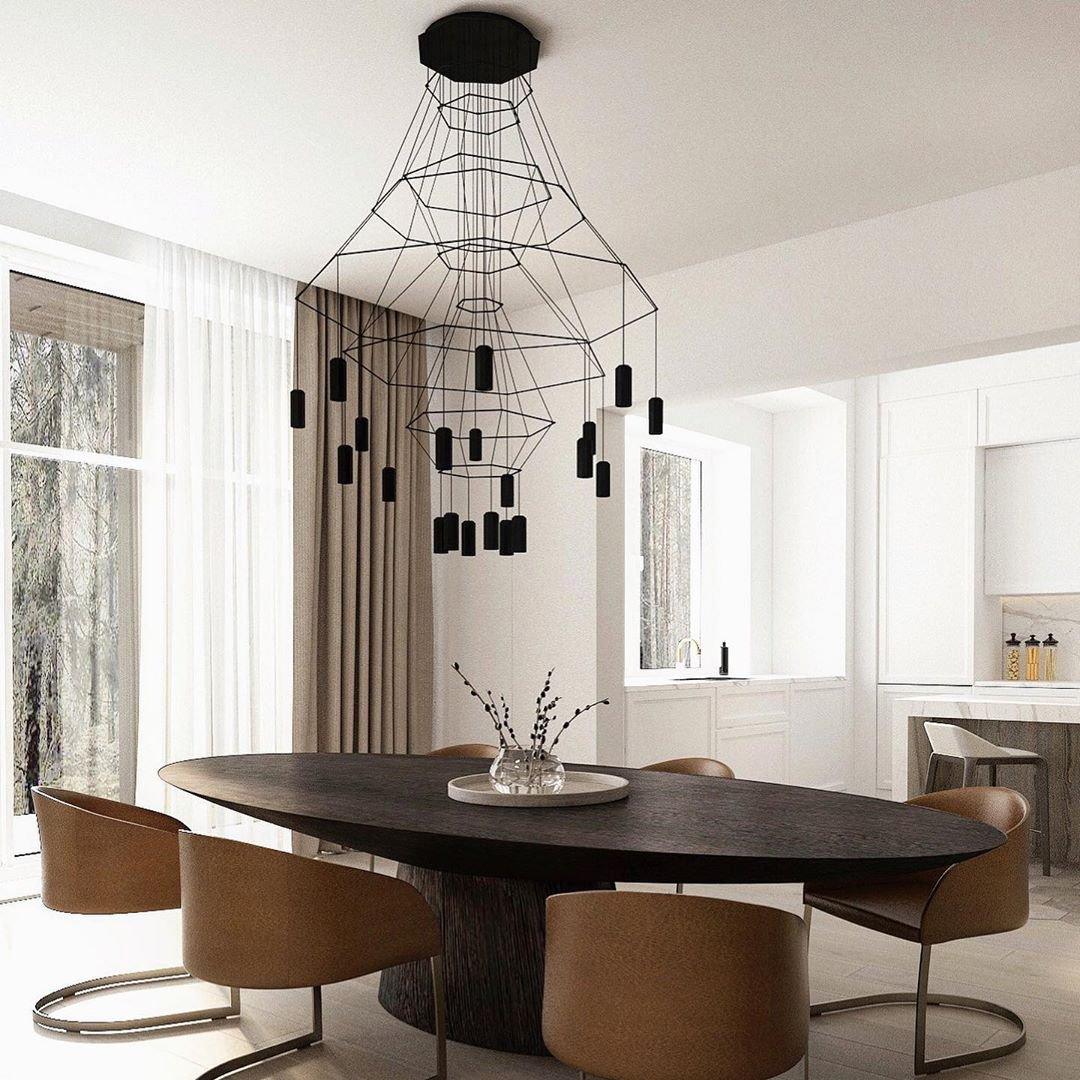 Tevenq Chandelier Lines Black Wireframe LED