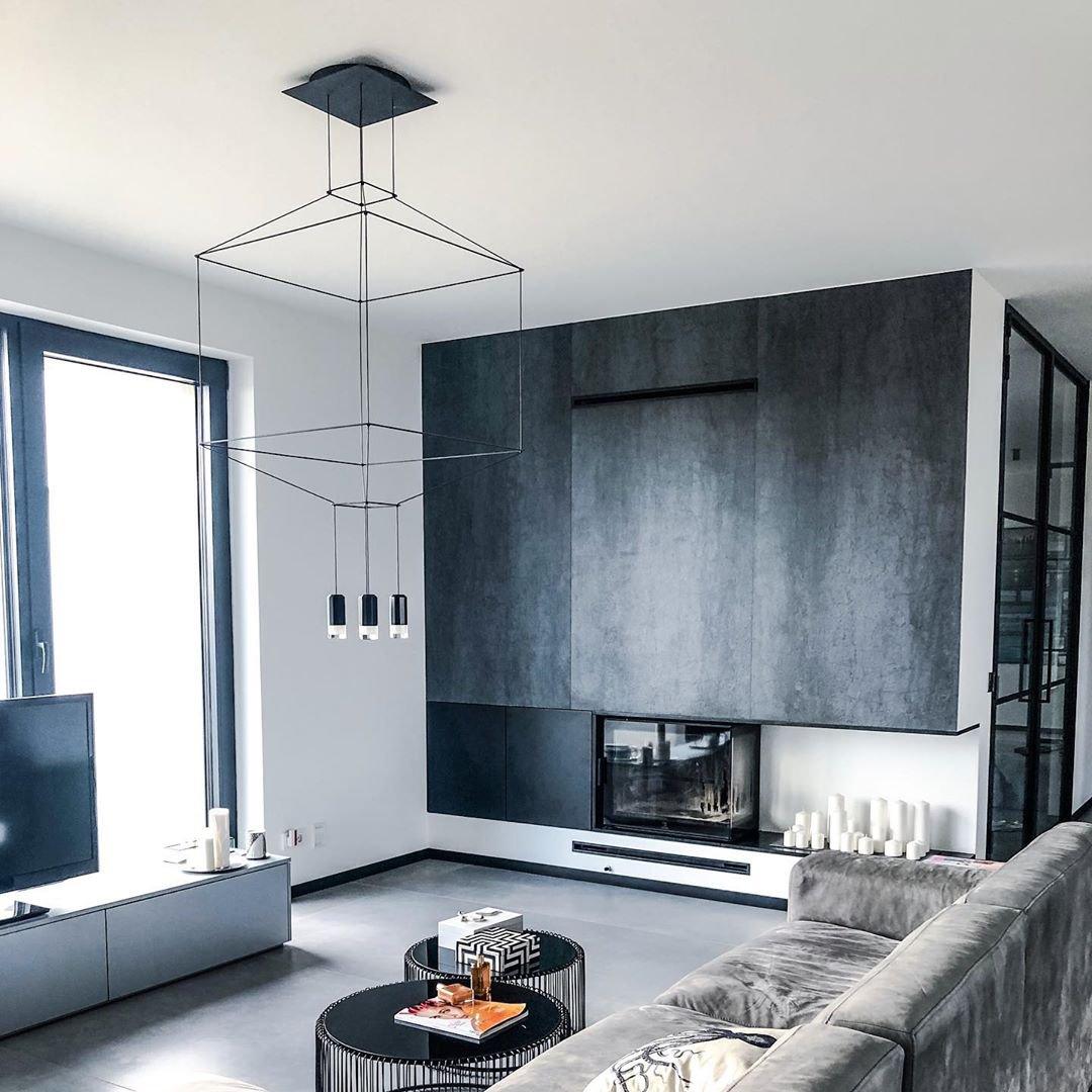 Tevenq Chandelier Lines Black Wireframe LED