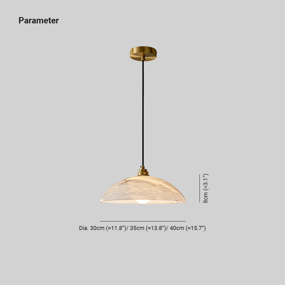 Gabriel Minimalist Alabaster Brass Dome Pendant Light