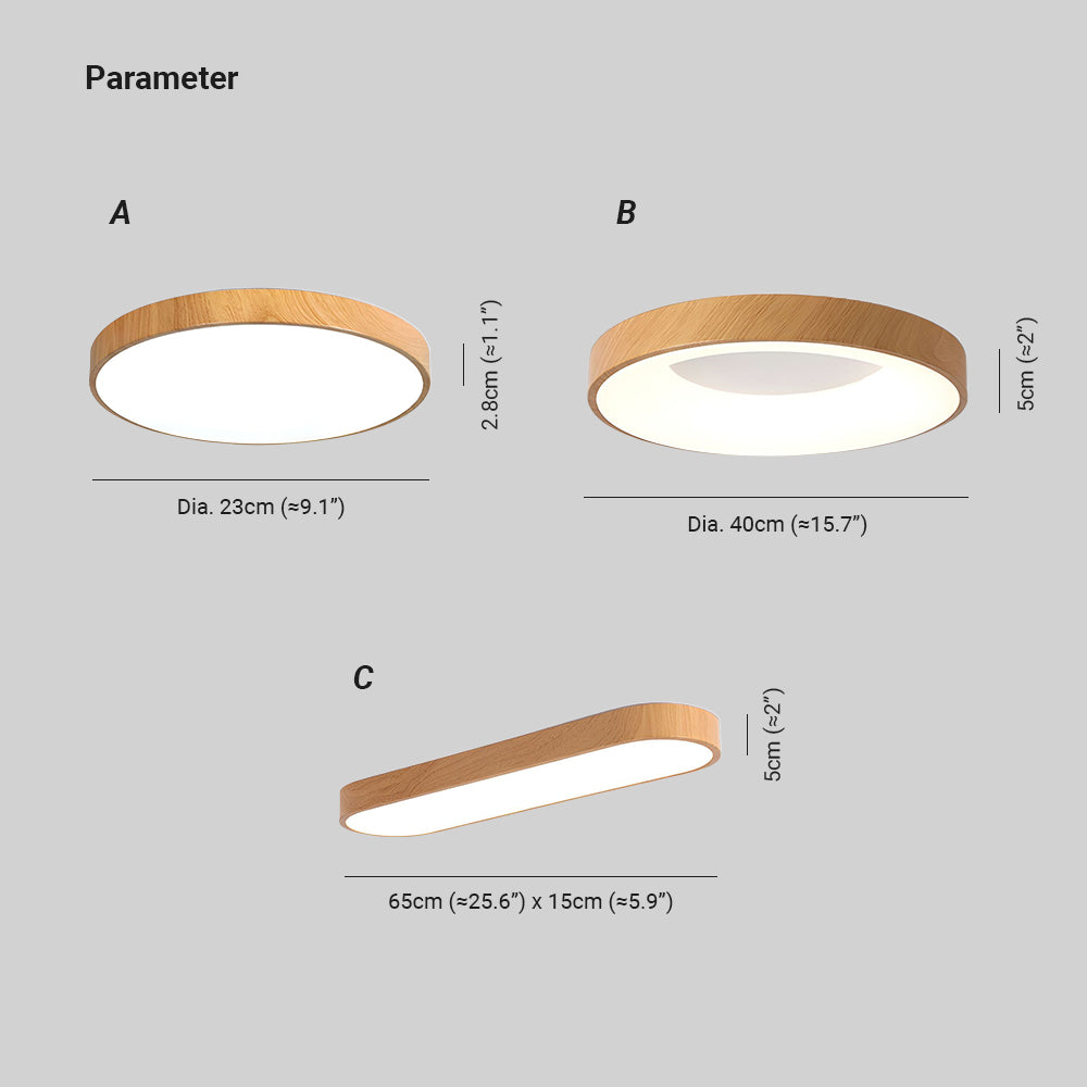 Javlen Modern Minimalist Round Wood Flush Mount Ceiling Lamp