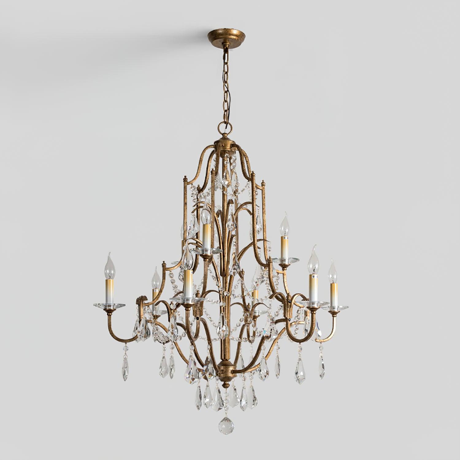 Mirok Chandelier Iron Crystal Candelabra Vintage