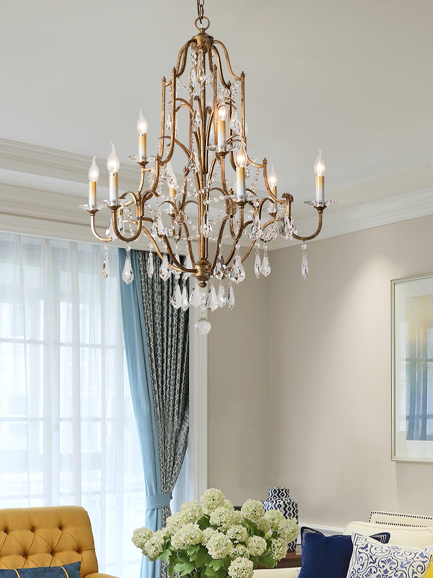 Mirok Chandelier Iron Crystal Candelabra Vintage
