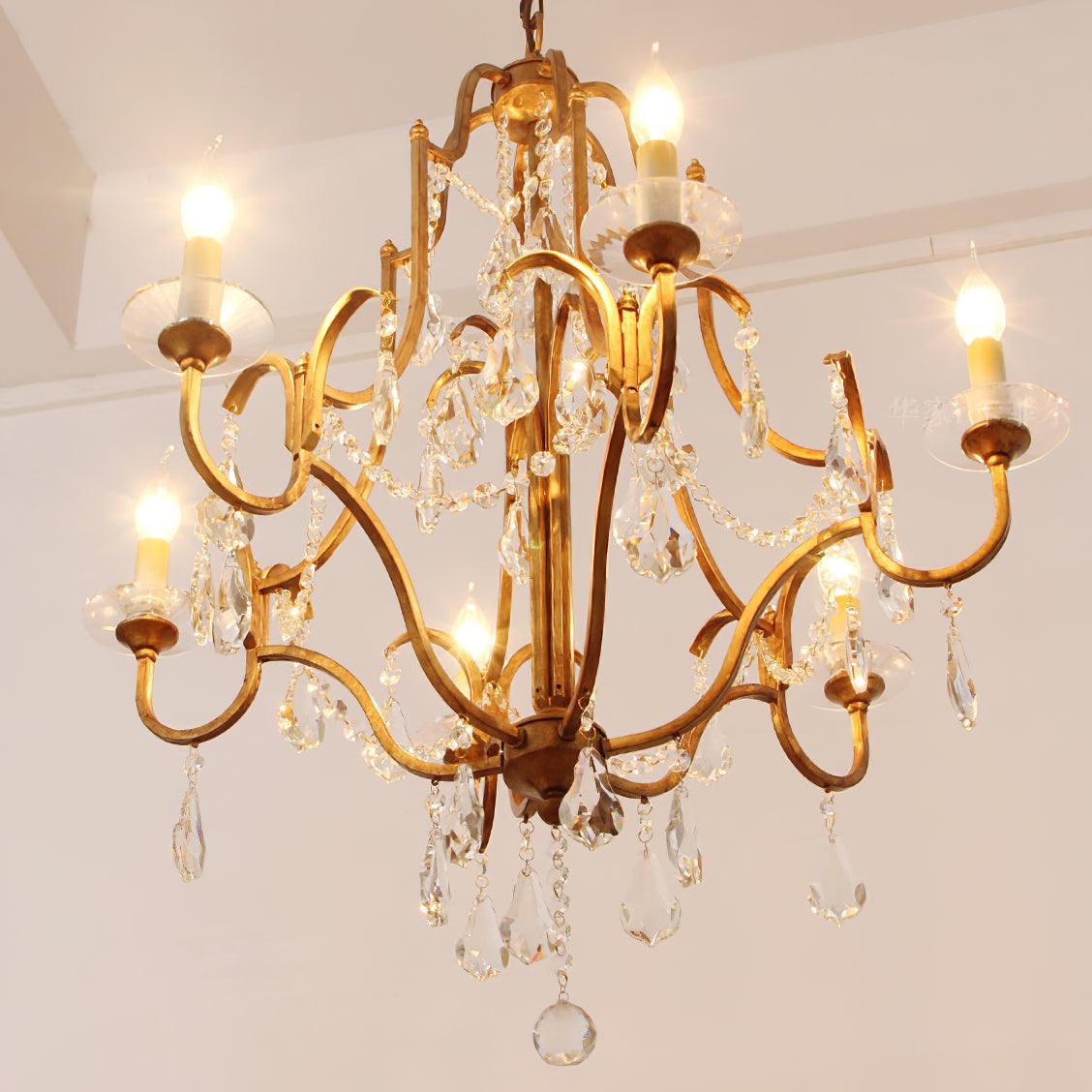Mirok Chandelier Iron Crystal Candelabra Vintage