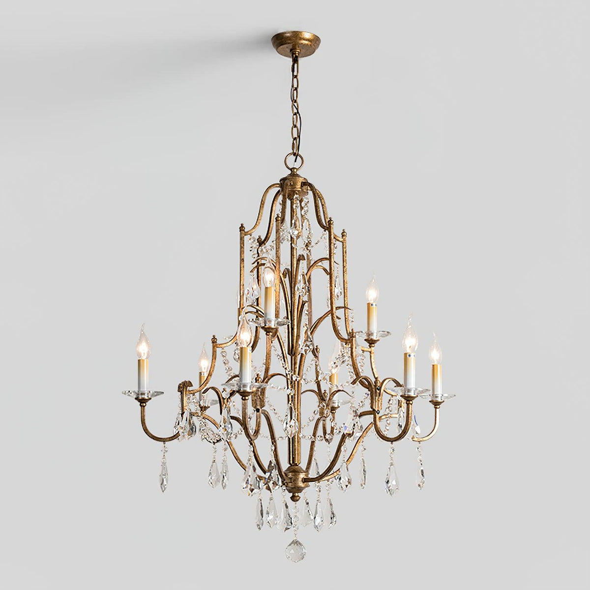 Mirok Chandelier Iron Crystal Candelabra Vintage
